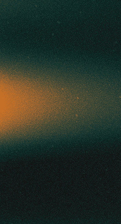 Abstract background with orange glow on the left fading into dark teal and grainy texture